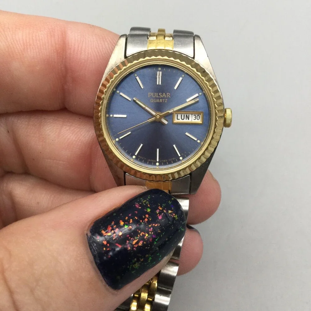 Pulsar Womens Watch 23mm V783-0030 Two Tone Stainless Day Date New Battery 7.25
